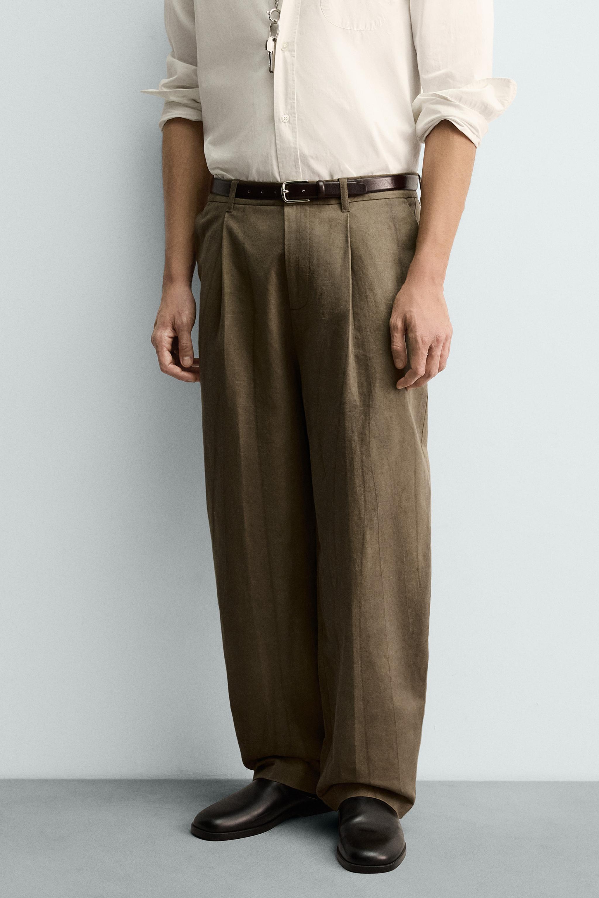 TIE-DYE PRINT PLEATED PANTS